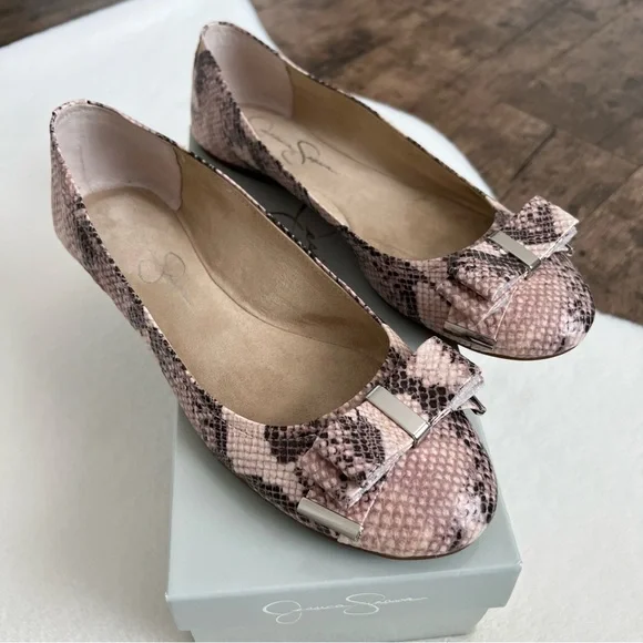 Jessica Simpson Marieta Ballet Flat Snake Print Bow Flat Women’s Size 10 M - Picture 3 of 17